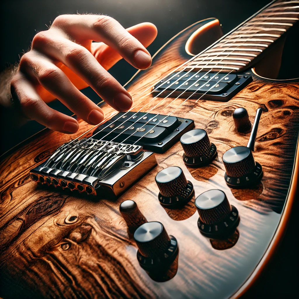 Banco de trabajo del taller Raven con instrumentos Fender